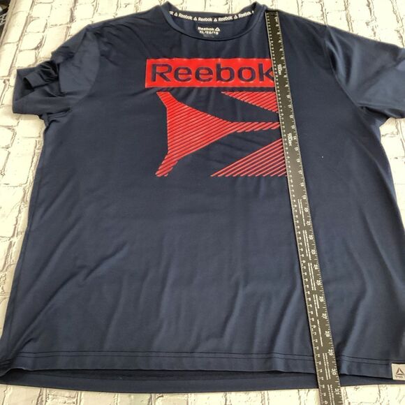 Reebok T-Shirt Men’s Size XL Color Navy Red Graphic Polyester Spandex Blend - Picture 6 of 8